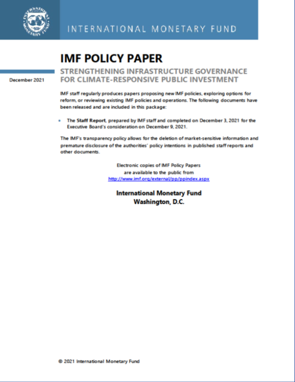 Strengthening Infrastructure Governance for Climate-Responsive Public Investment